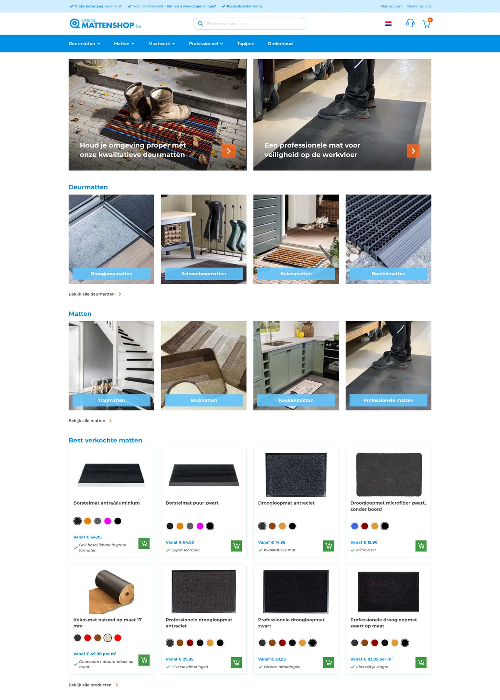 Onlinemattenshop website